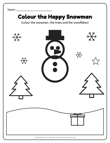 Snowman Colouring Page worksheet preview