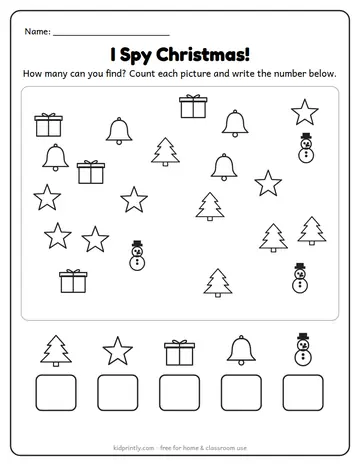 I Spy Christmas Counting worksheet