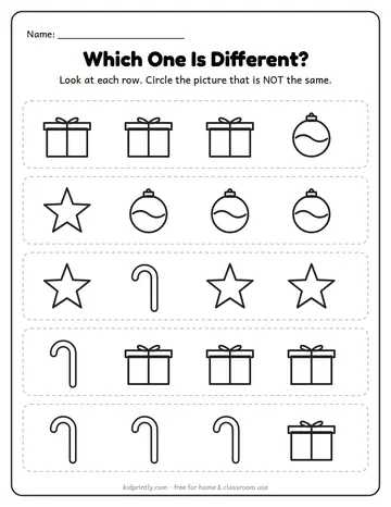 Christmas Which One Is Different worksheet preview