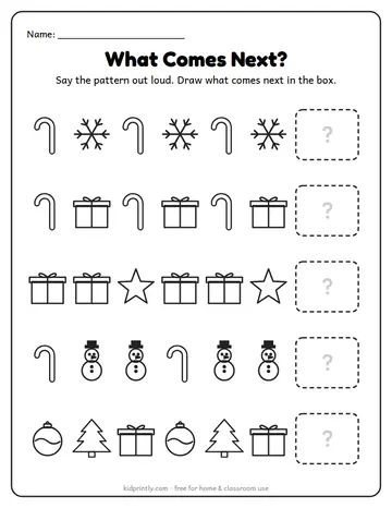 Christmas Patterns: What Comes Next worksheet preview