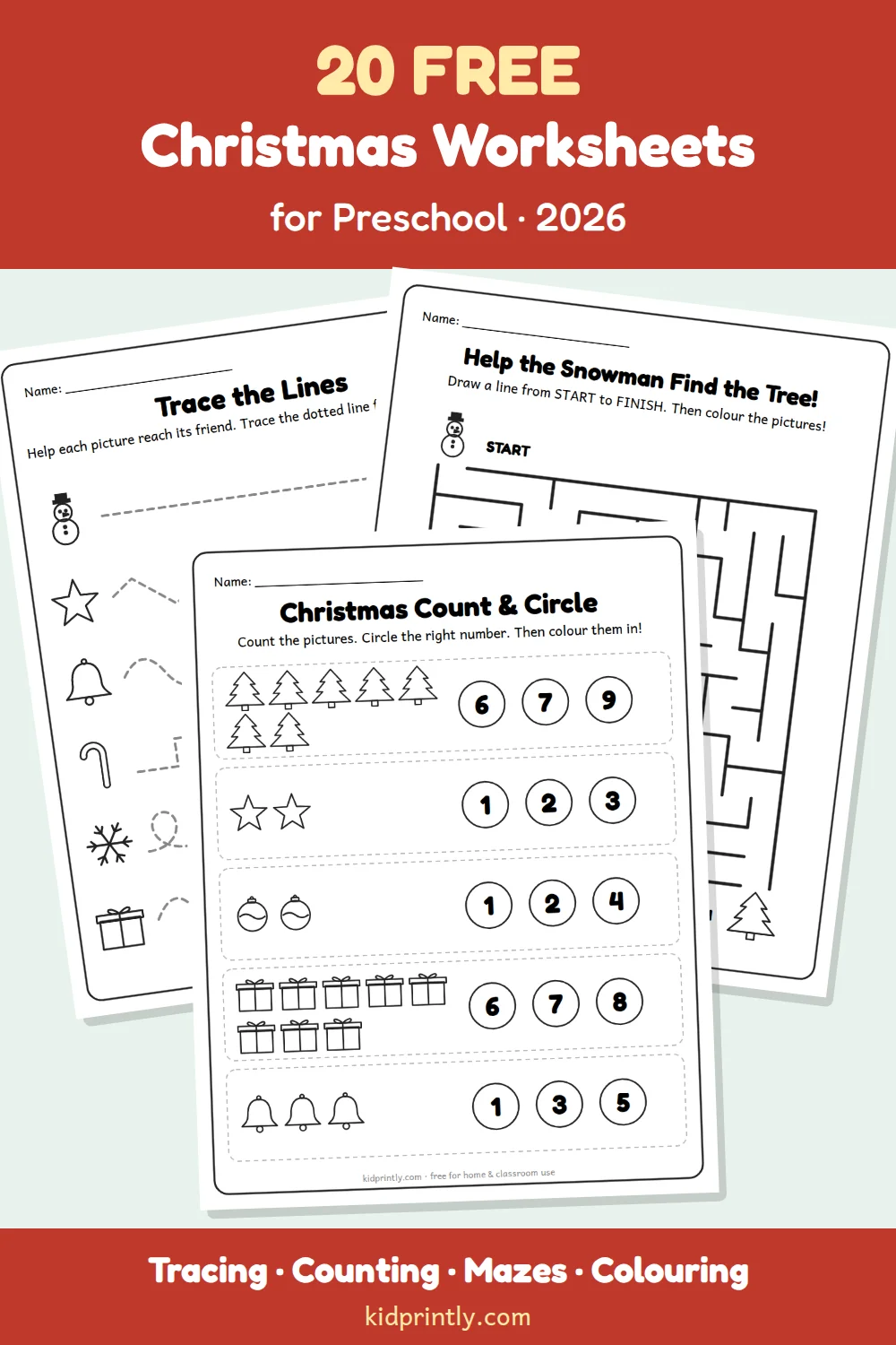 20 Free Christmas Worksheets for Preschool