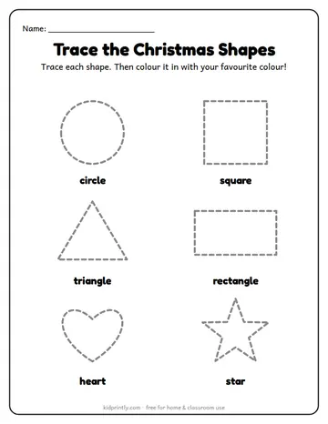 Christmas Trace the Shapes worksheet