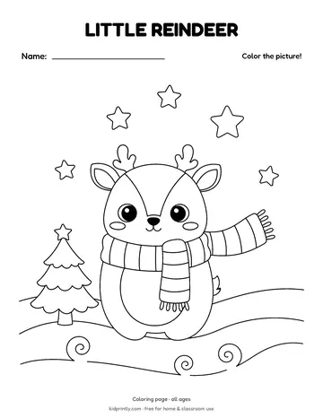 Little Reindeer Coloring Page, all ages, fine motor