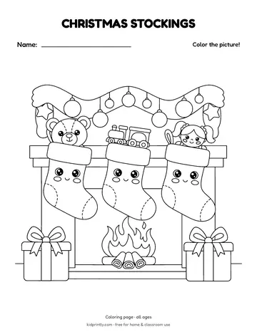 Christmas Stockings Coloring Page, all ages, fine motor