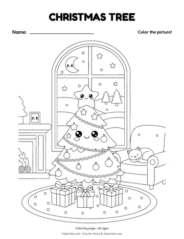 Christmas Tree Coloring Page, all ages, fine motor