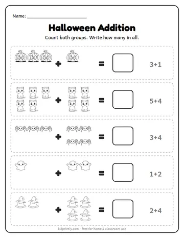 Halloween Picture Addition worksheet