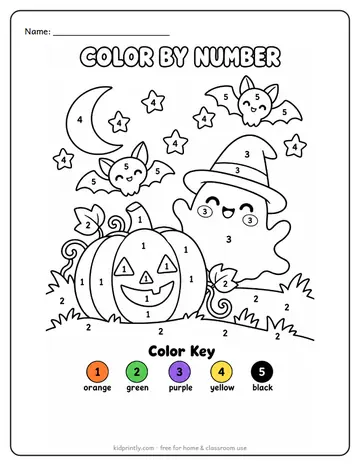 Halloween Color by Number worksheet preview