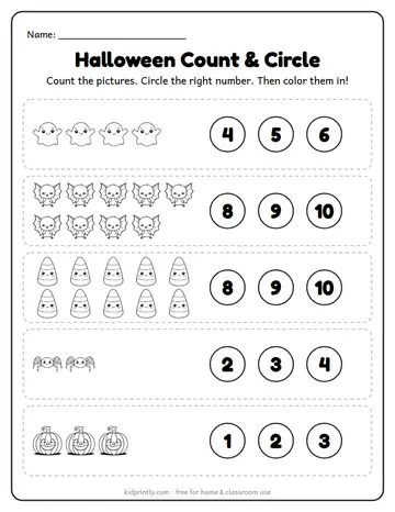 Halloween Count and Circle worksheet preview
