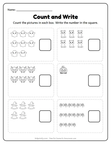 Halloween Count and Write worksheet preview