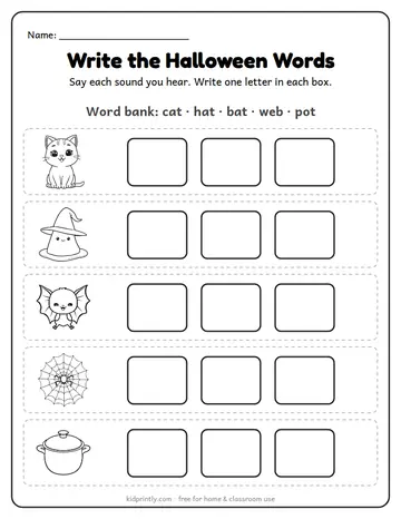 Write the Halloween Words worksheet