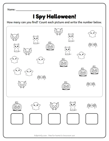 I Spy Halloween worksheet preview