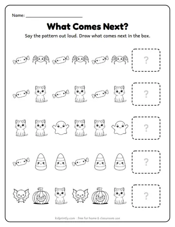 Halloween Patterns: What Comes Next worksheet preview