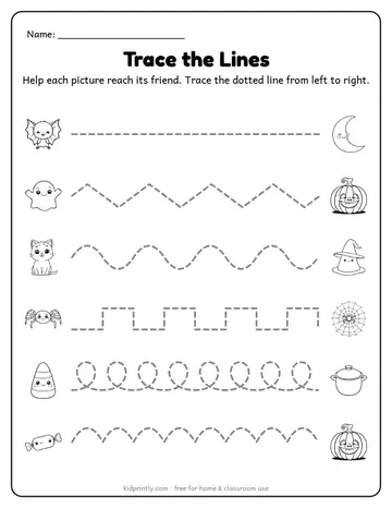 Halloween Trace the Lines worksheet preview