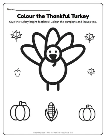 Thanksgiving Turkey Colouring Page worksheet preview