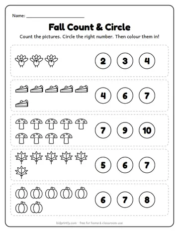Thanksgiving Count and Circle worksheet preview