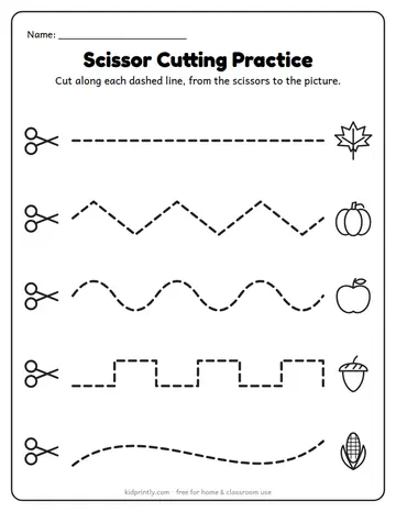 Fall Scissor Cutting Practice worksheet preview