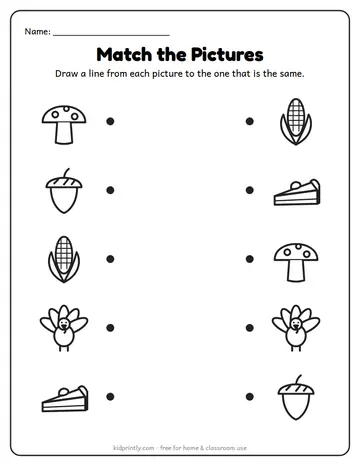Fall Match the Pictures worksheet preview
