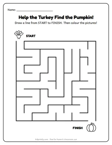 Thanksgiving Turkey Maze for Preschool worksheet preview