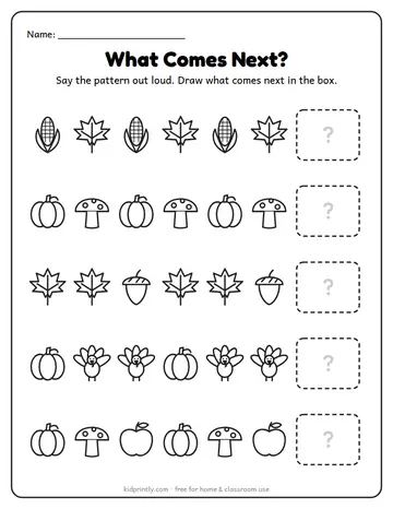Fall Patterns: What Comes Next worksheet preview