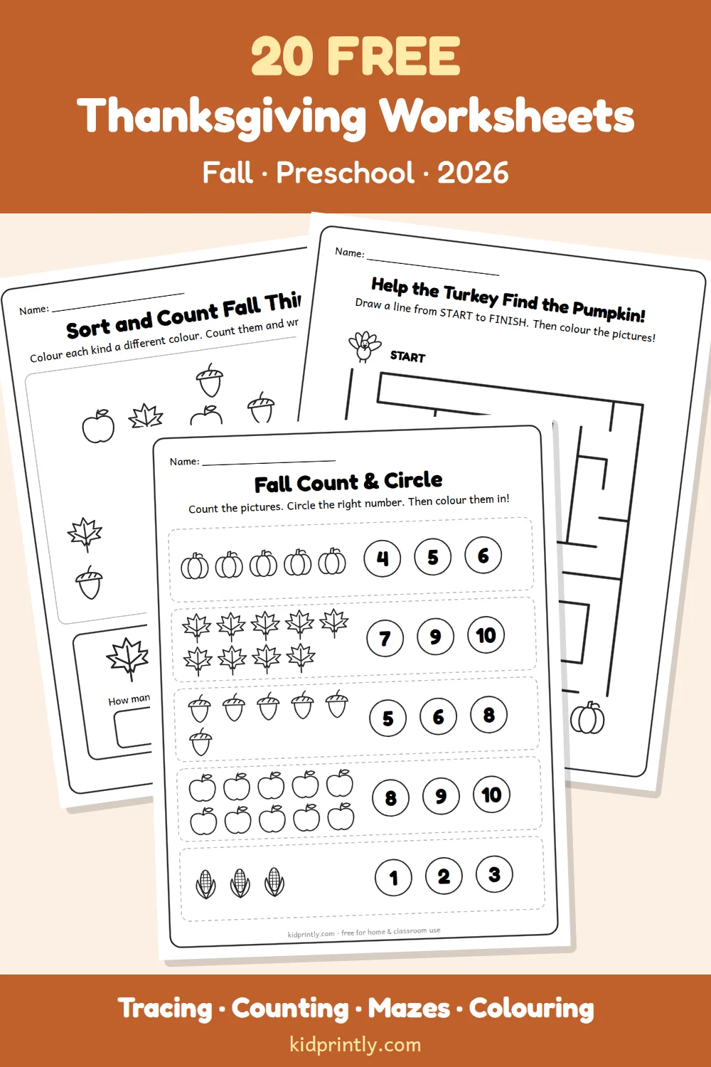 20 Free Thanksgiving Worksheets for Preschool pin preview