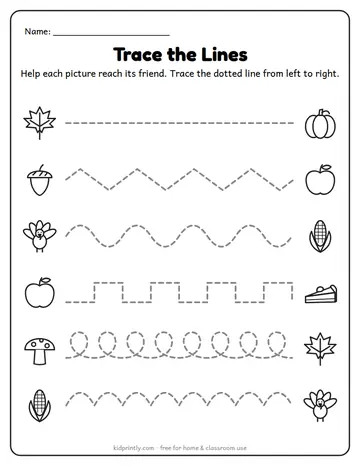 Fall Trace the Lines worksheet preview