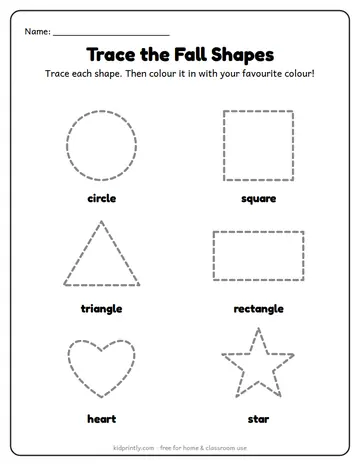 Fall Trace the Shapes worksheet preview